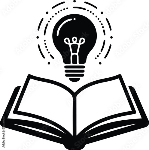 Canvastavla Open Book Lightbulb Knowledge Inspiration Vector Icon
