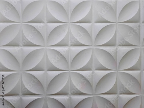 white 3d geometric wall pattern with modern circular relief texture