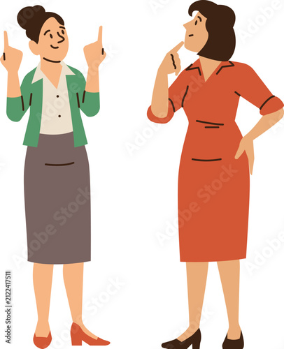 Two businesswomen talking and discussing ideas vector illustration