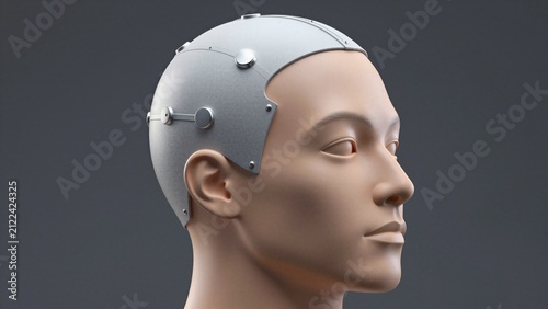 EEG electrode cap on mannequin head