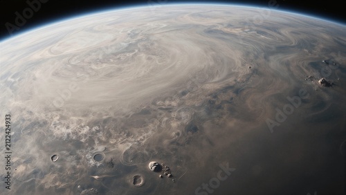Exoplanet surface with atmospheric glow
