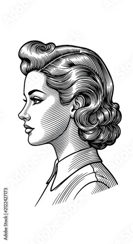 Vintage Woman Profile Portr...