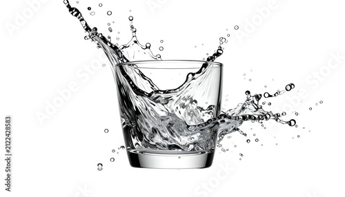 Water Splash Into Glass Iso...