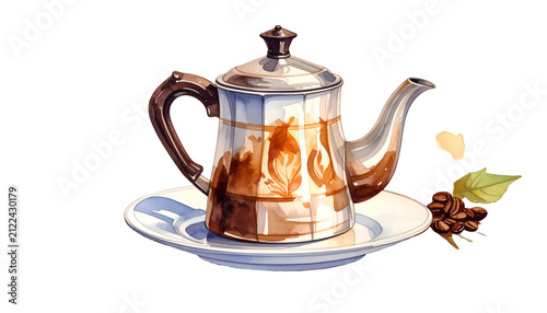 Watercolor Coffee Pot Illus...