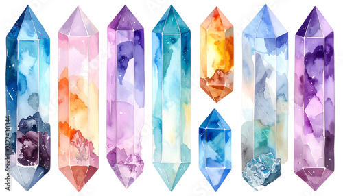 Watercolor Crystal Cluster Art Transparent PNG Illustration