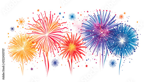 Watercolor Fireworks Bursti...