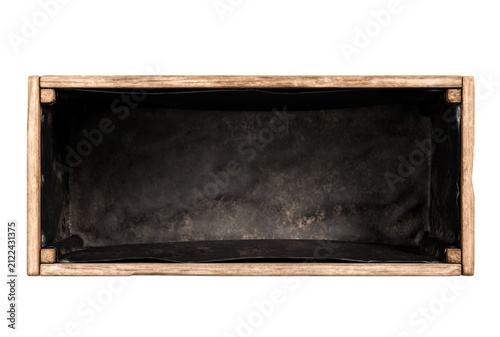 old vintage wooden box pallet isolate on white background. top view. 3d rendering.