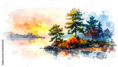 Watercolor Sunrise Over Cal...