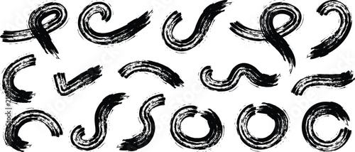 Abstract brushstrokes black and white hand drawn 
Bold wavy grunge lines. vector seamless pattern. background 