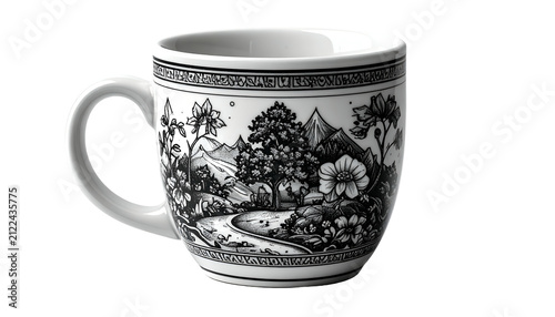 White Ceramic Mug With Blac...