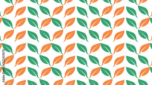Symmetrical leaf pattern with alternating green and orange foliage on a white background