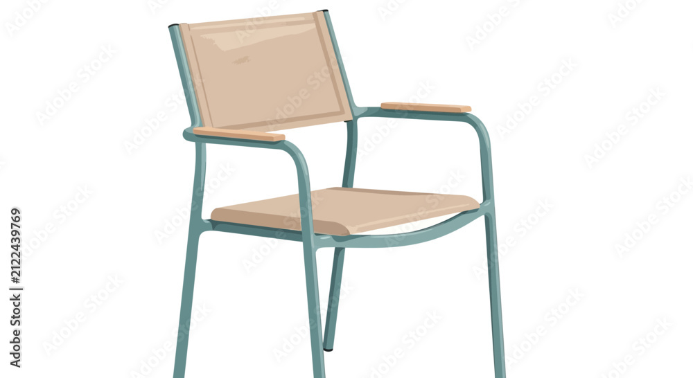 Fototapeta premium Modern Armchair with Teal Frame and Tan Seat for Indoor or Outdoor Use
