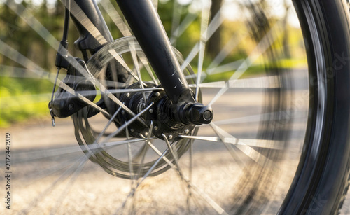 Spinning Bicycle Wheel in Motion Outdoor Cycling Adventure