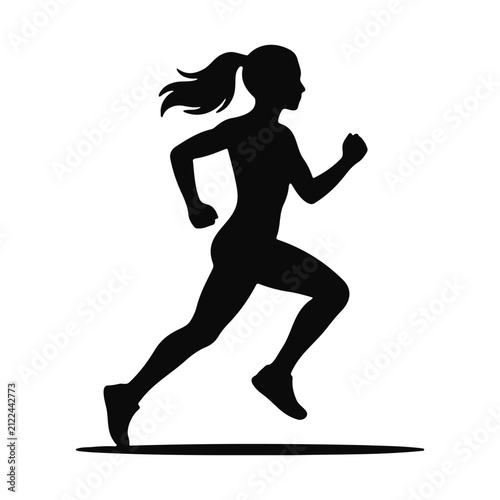 Black silhouette running women silhouette vector flat illustration design.