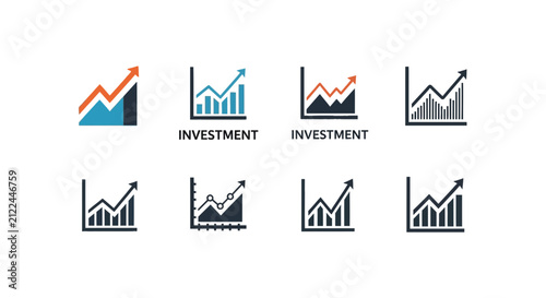 Financial investment and growth chart icons