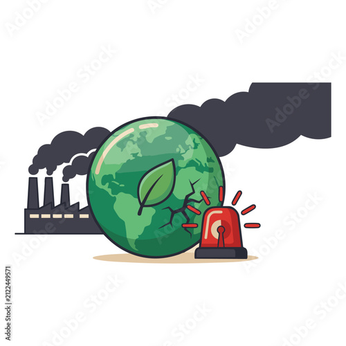Environmental Pollution Impact on Earth Climate Crisis Concept