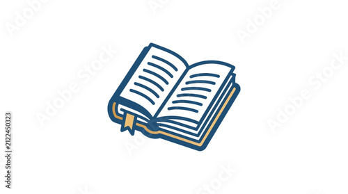 Cuadro en lienzo Open hardcover book with bookmarks illustration.