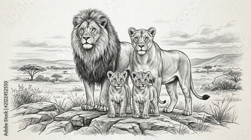 Lion family sketch
