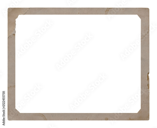 vintage distressed instant photo frame with worn paper texture isolated on transparent background