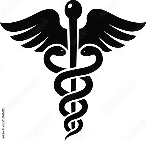 Medical Caduceus Logo Vector – Pharmacy Healthcare Snake Symbol, Modern Medicine Emblem Icon