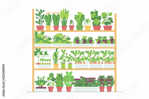 Vertical farming hydroponics outline isolated