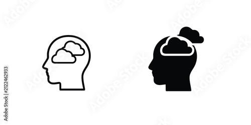 Konstfotografi Head with Cloud Mental Health Icon Set