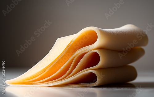 Fresh pasta sheets stacked