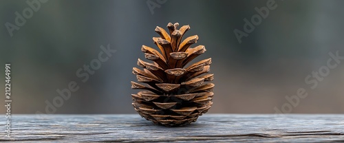 Pine Cone on Wooden Surface