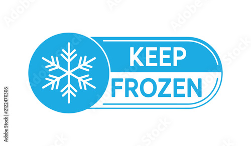 Keep Frozen Label: A clear and concise label featuring a snowflake symbol and text indicating KEEP FROZEN to ensure proper food storage and preservation.
