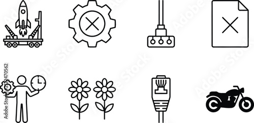 Quadro su tela Minimalist linear miscellaneous vector icon set featuring technology business op