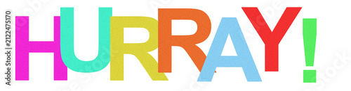 Hurray Colorful Typography Transparent PNG, Celebration Rainbow Text Effect, Modern Excitement Word for Birthday, Party, Success, Congratulations and Social Media Design