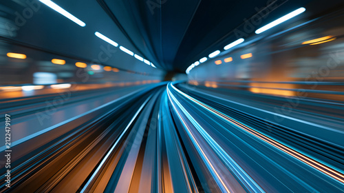 Advanced underground freight tunnel infrastructure supporting efficient logistics and commercial transportation networks, defocused background, with copy space