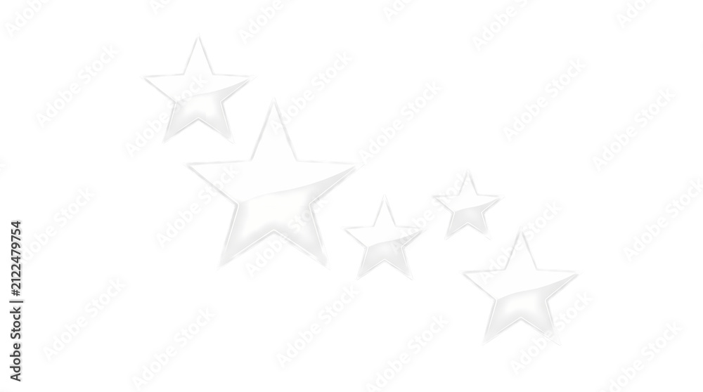 Obraz premium Five glossy white stars arranged in a decorative arc isolated on transparent background