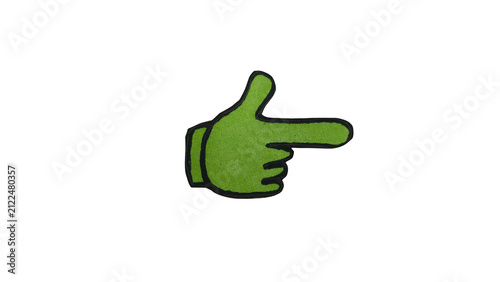 Green finger pointing gesture icon isolated on transparent background