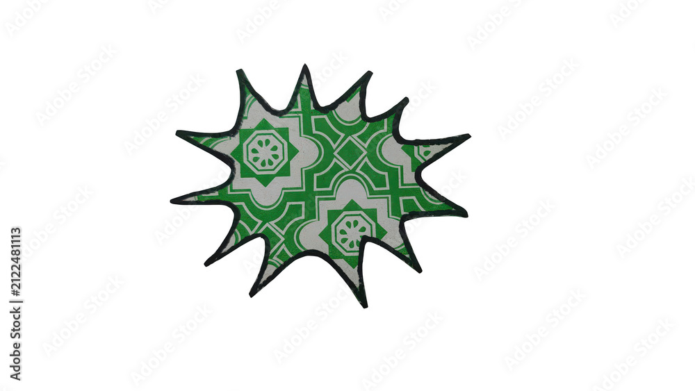 Fototapeta premium Green geometric starburst shape isolated on transparent background