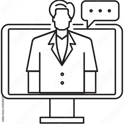 male doctor providing advice to patients online line icon
