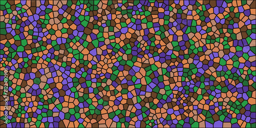 Abstract geometric mosaic pattern with colorful stained glass texture