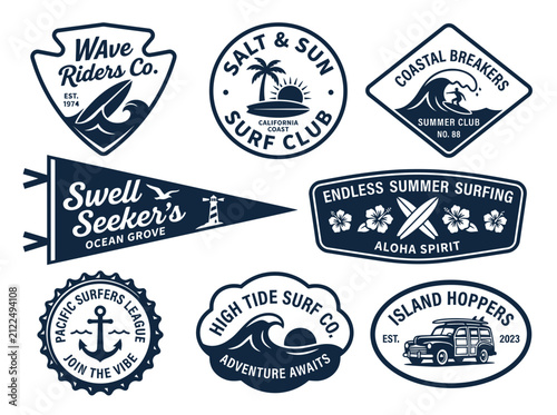 Vintage Surfing Badges and Emblems Collection