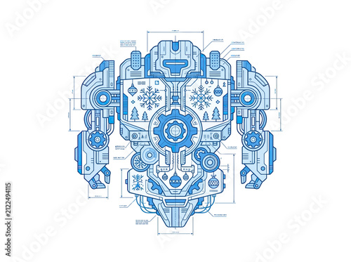 Blueprint of a Mechanical Robot Character