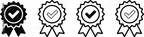 Award Ribbon Badge Verification Icon Set Collection