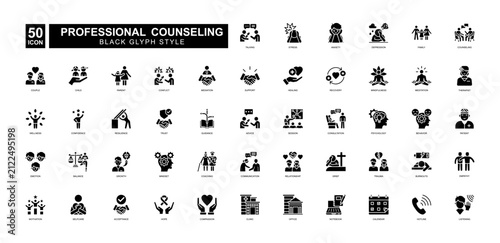Professional Counseling Icon glyph set 50