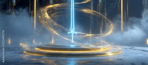 magical sword background abstract art with lightening ceiling in different crystal knife sword background  
