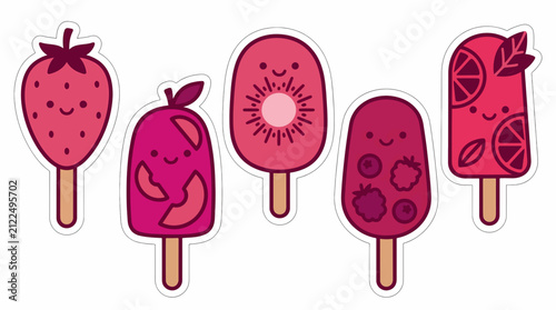 Cute Fruit Popsicles with Happy Faces on Sticks