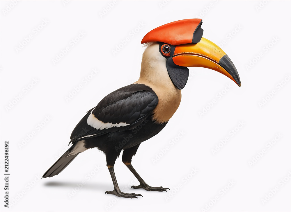 Obraz premium Green Crested Bird Isolated on White Background