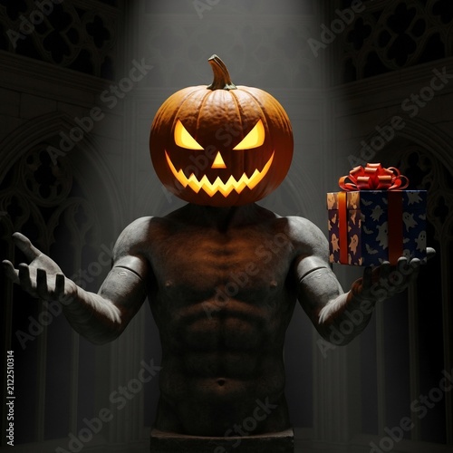 Ghoulish Offering: A Jack-o'-lantern's Gift in Shadowed Halls