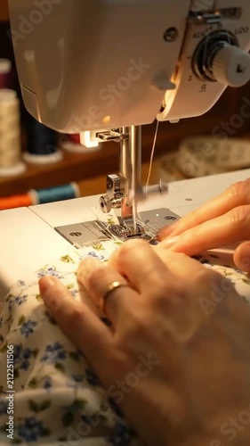 Tailor Stitching Fabric Close Up.