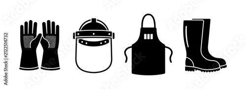 фотографія Protective Gear and Industrial Safety Equipment Icons for Work Environments