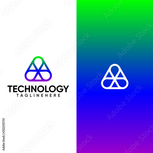 Abstract Triangle Technology Line Vector Logo