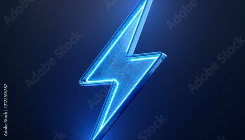3d render of electric bolt symbol with blue lightning on dark background