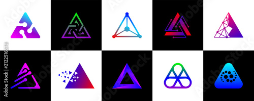 Abstract Triangle Technology Network Vector Logo Set